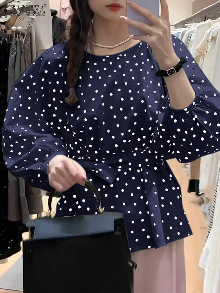 ZANZEA Women Casual Tunic Tops Elegant OL 2025 Spring Polka Dot Fashion Blouses Lantern Sleeve O-Neck Tie-Waist Blusas Mujer
ZANZEA Women Casual Tunic Tops Elegant OL 2025 Spring Polka Dot Fashion Blouses Lantern Sleeve O-Neck Tie-Waist Blusas Mujer