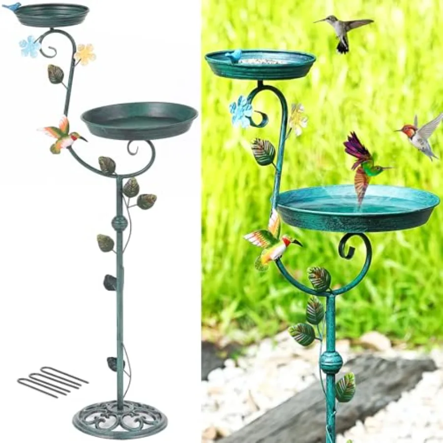 Bird Bath for Outside, 43" Tall Bird Baths and Feeders for Outdoors, Cast Iron Bird Bath and Feeder Combo, Metal Heavy Duty Bir
Bird Bath for Outside, 43" Tall Bird Baths and Feeders for Outdoors, Cast Iron Bird Bath and Feeder Combo, Metal Heavy Duty Bir