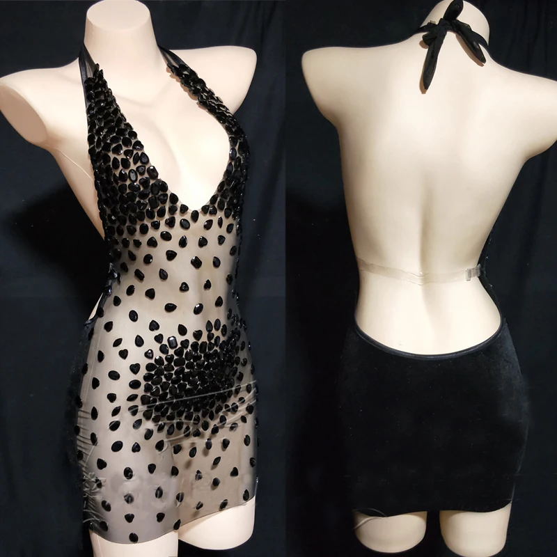 Sexy Backless Rhinestones Transparent Short Dress Women Halter Evening Dress Outfit Pole Dance Gogo Dancer Costume XS3780
Sexy Backless Rhinestones Transparent Short Dress Women Halter Evening Dress Outfit Pole Dance Gogo Dancer Costume XS3780
