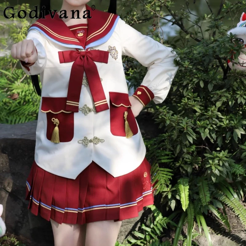 JK Uniform Christmas Double Layer Thickened Long Sleeve New Year Sailor Shirt Sweet Girl High Waist Red Versatile Pleated Skirt
JK Uniform Christmas Double Layer Thickened Long Sleeve New Year Sailor Shirt Sweet Girl High Waist Red Versatile Pleated Skirt