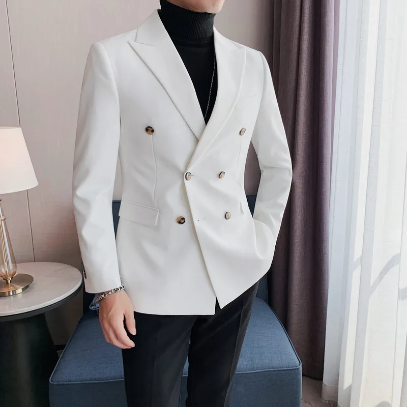 New High Quality Double Breasted Business Casual Men Suit Jacket Slim-fit Solid Color Office Jacket Spring Autumn Simple Menwear
New High Quality Double Breasted Business Casual Men Suit Jacket Slim-fit Solid Color Office Jacket Spring Autumn Simple Menwear