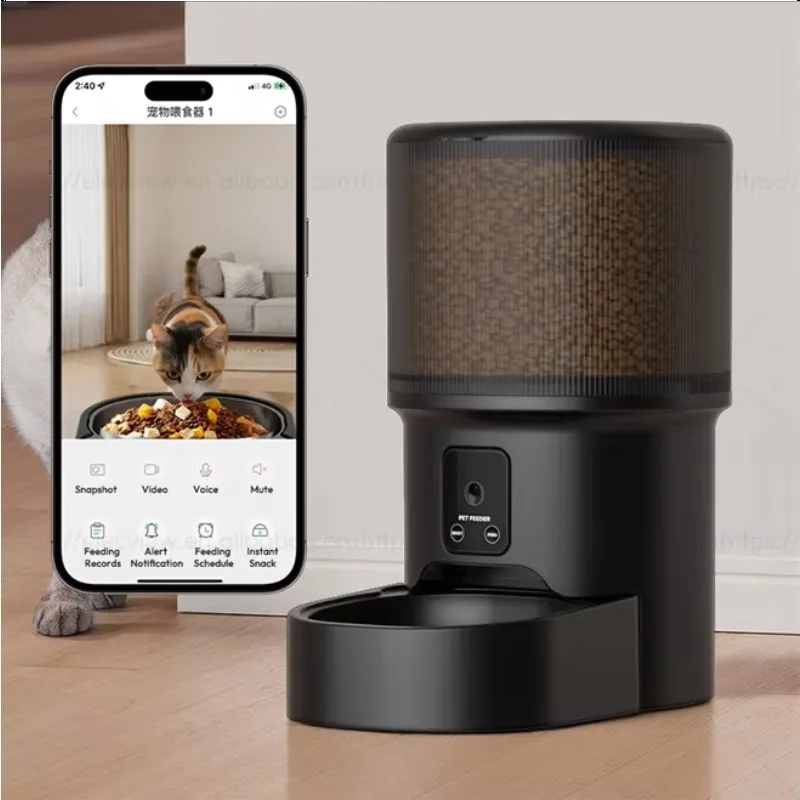 4L Black Automatic Cat Feeder With 720p Camera Video 2.4G WiFi Kitten Food Dispenser Smart Voice Recorder APP Control
4L Black Automatic Cat Feeder With 720p Camera Video 2.4G WiFi Kitten Food Dispenser Smart Voice Recorder APP Control