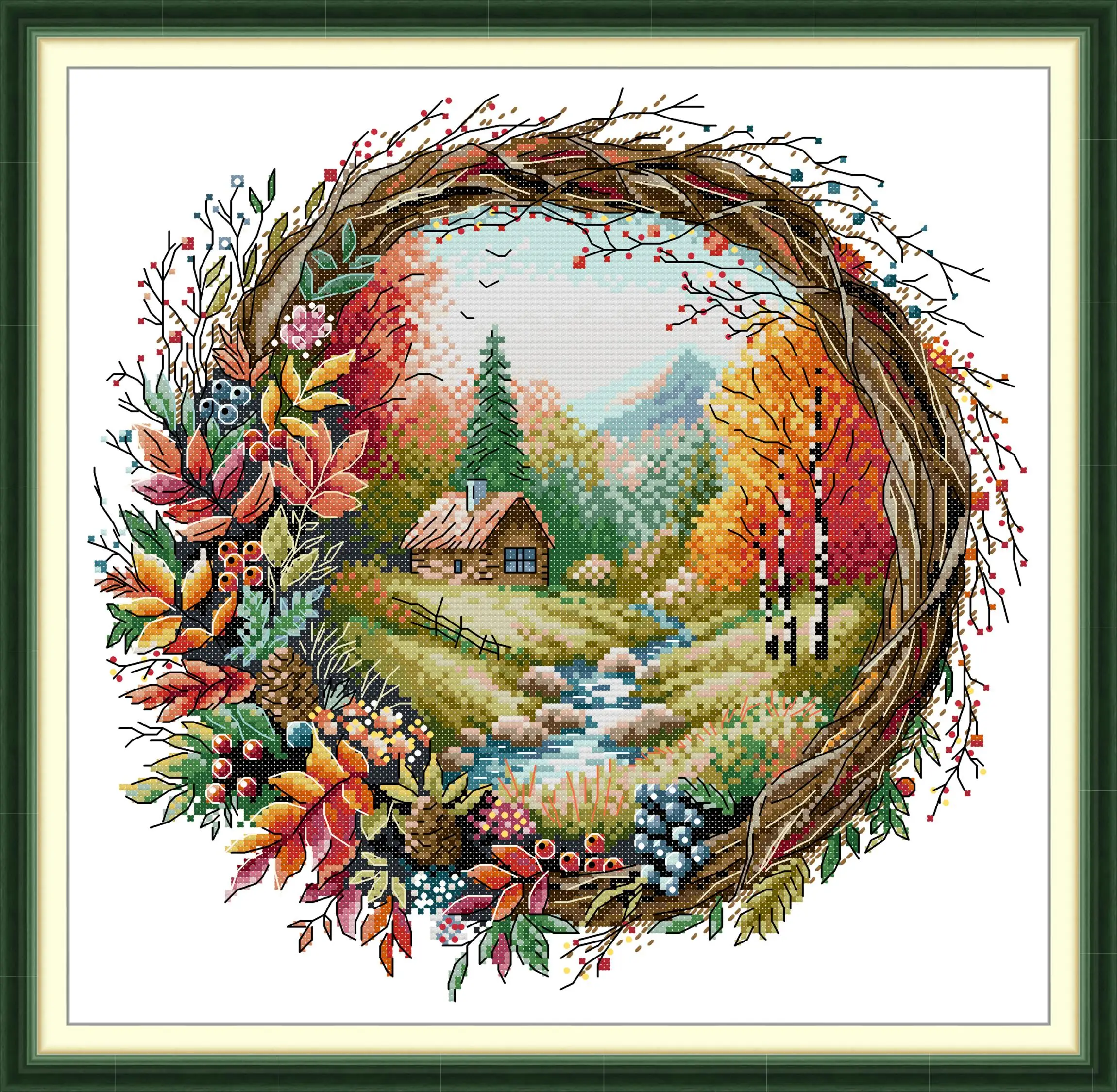 Maydear Full Cross Stitch Kit, 11CT/14CT/16CT/9CT Aida Fabric,DMC Threads Sewing Pattern Embroidery Set-Autumn in a wreath
Maydear Full Cross Stitch Kit, 11CT/14CT/16CT/9CT Aida Fabric,DMC Threads Sewing Pattern Embroidery Set-Autumn in a wreath