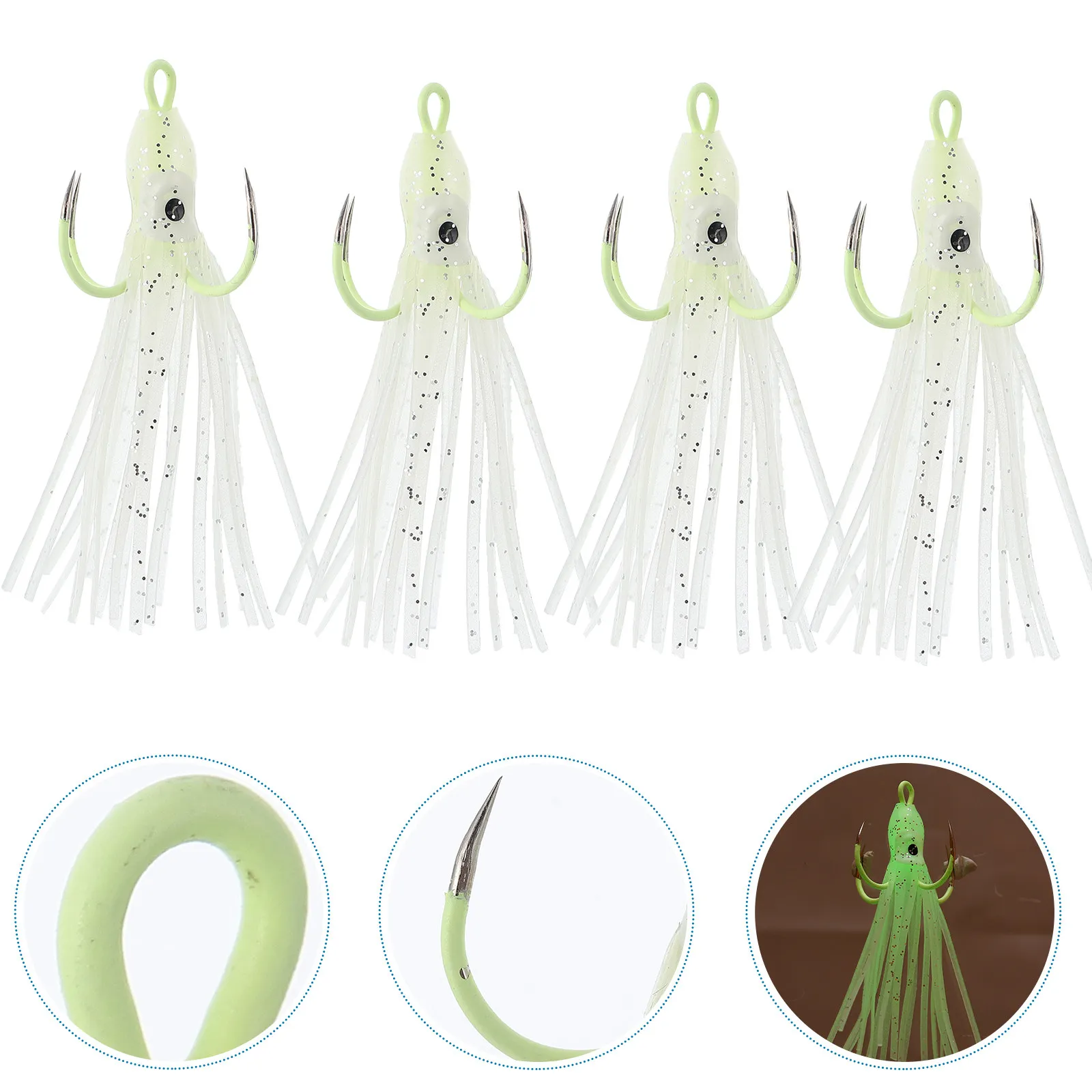 4Pcs Octopus Fishing Bait Luminous Artificial Lure with Flexible Swinging Action Strong Hook Penetration Reusable
4Pcs Octopus Fishing Bait Luminous Artificial Lure with Flexible Swinging Action Strong Hook Penetration Reusable