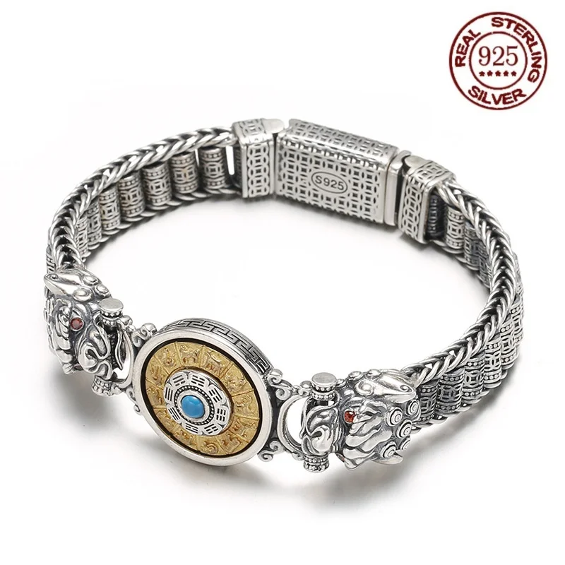 100% Solid S925 Silver Punk Vintage Men's Lucky Bracelet Six-figure Rotating Warp Tube men's Silver Bracelet
100% Solid S925 Silver Punk Vintage Men's Lucky Bracelet Six-figure Rotating Warp Tube men's Silver Bracelet