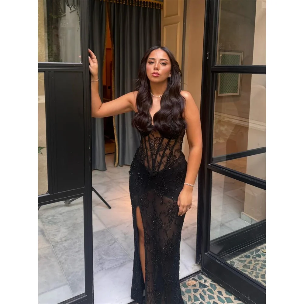 Lucy Lace V-Neck black Mermaid Corset High Slit Designer Beautiful Evening Dress 2026 Sequined Customized Robes de Soirée
Lucy Lace V-Neck black Mermaid Corset High Slit Designer Beautiful Evening Dress 2026 Sequined Customized Robes de Soirée