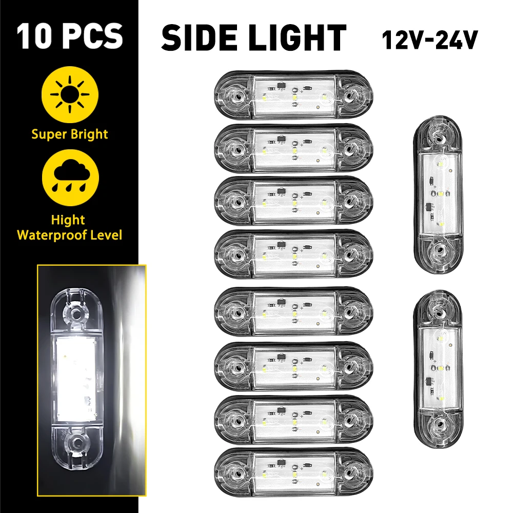 10 шт. 3 светодиодные боковые габаритные фонари, овальные передние и задние индикаторные лампы, аксессуары для грузовиков для прицепа BUS Van Caravan 12 В-24 В
10 шт. 3 светодиодные боковые габаритные фонари, овальные передние и задние индикаторные лампы, аксессуары для грузовиков для прицепа BUS Van Caravan 12 В-24 В