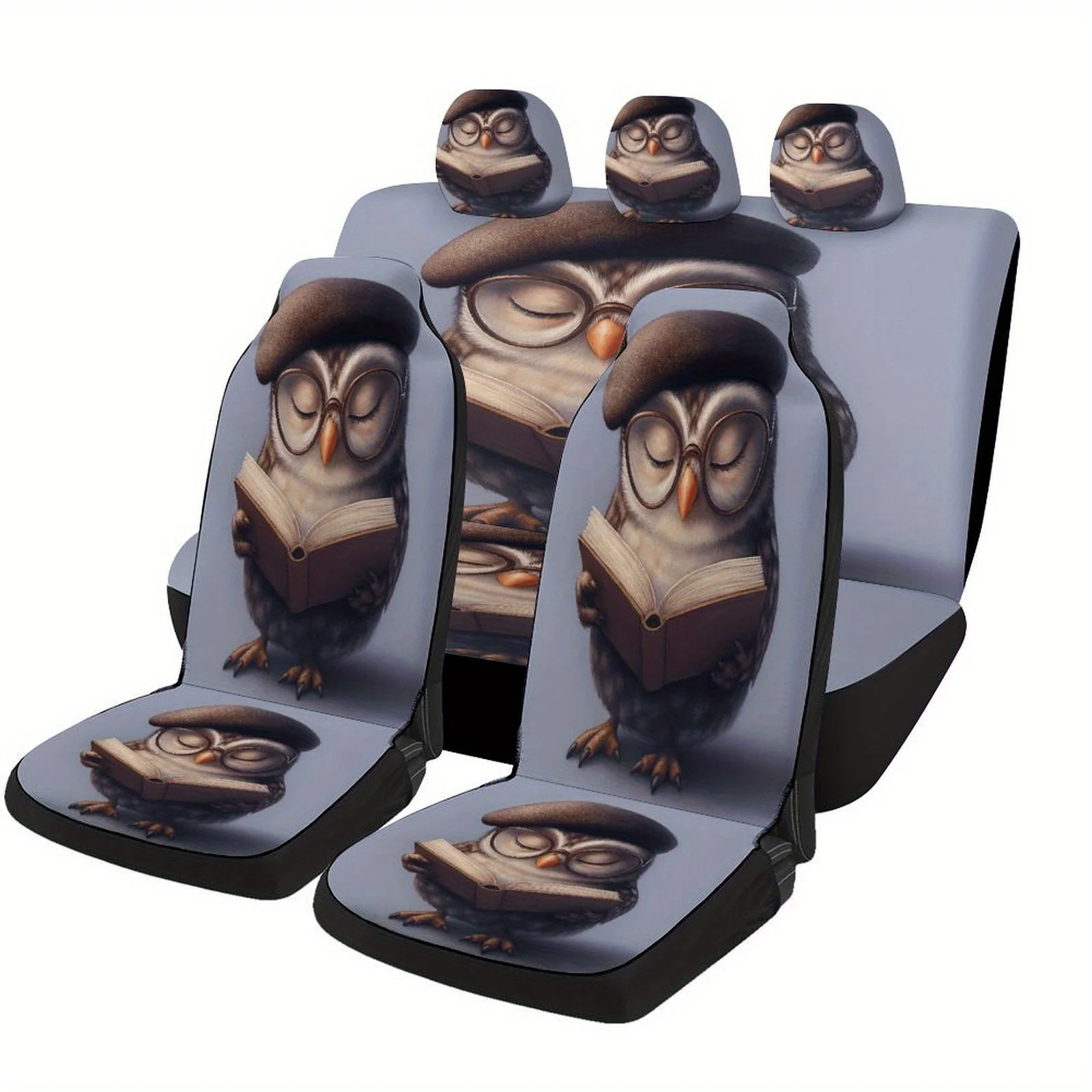 Набор чехлов для сидений с изображением совы, читающей книгу, для большинства автомобилей, модные декоративные защитные чехлы для сидений, полный комплект, чехол для сиденья
Набор чехлов для сидений с изображением совы, читающей книгу, для большинства автомобилей, модные декоративные защитные чехлы для сидений, полный комплект, чехол для сиденья