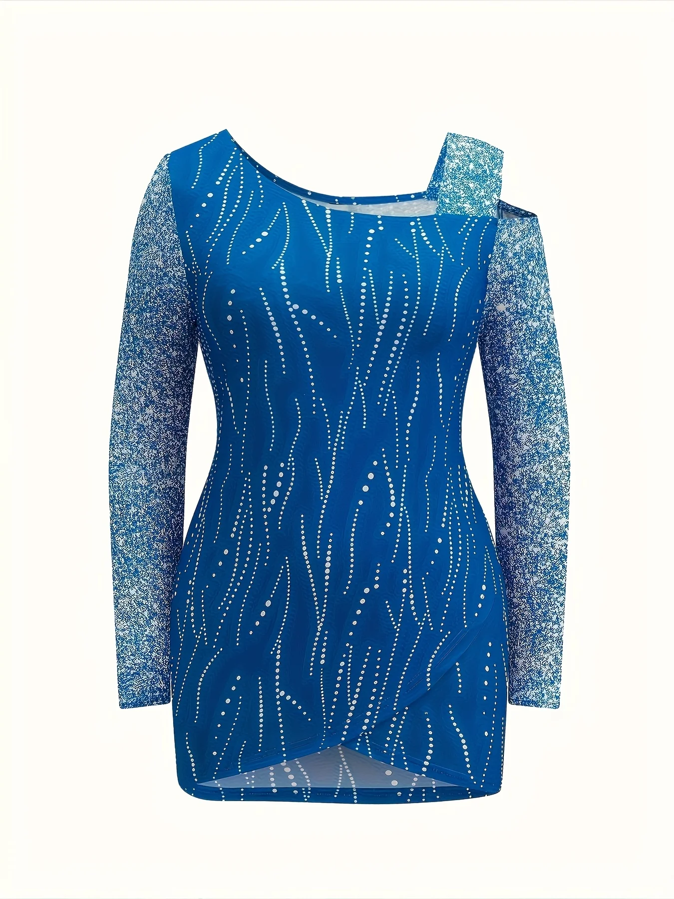 Plus-Size Fashionable And Elegant Office-Appropriate Off-the-Shoulder Top With Asymmetrical Sleeves And Print.
Plus-Size Fashionable And Elegant Office-Appropriate Off-the-Shoulder Top With Asymmetrical Sleeves And Print.