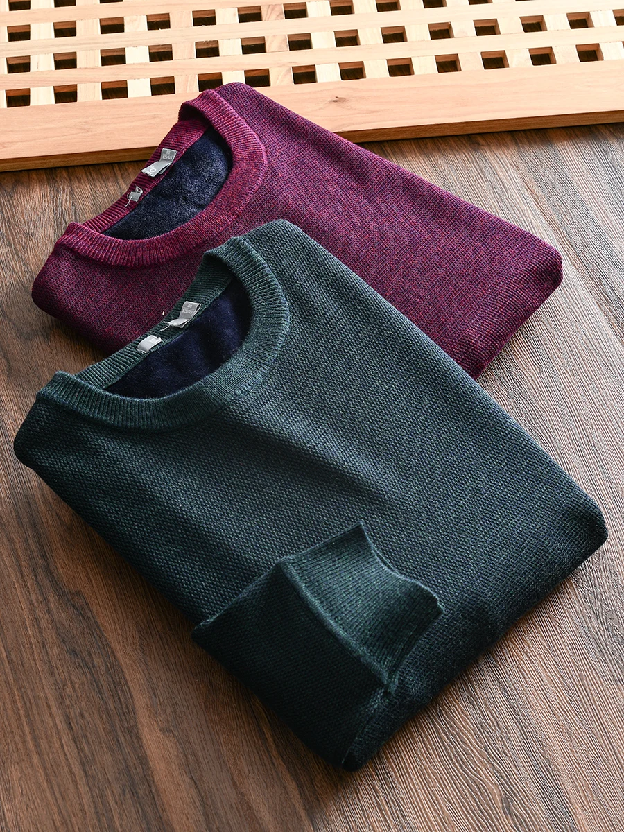 Warm Wool Blend Fleece Lined Knitted Sweater Casual round Neck Pullover for Men Thickened Winter Fashion Urban Style Straight...
Warm Wool Blend Fleece Lined Knitted Sweater Casual round Neck Pullover for Men Thickened Winter Fashion Urban Style Straight...