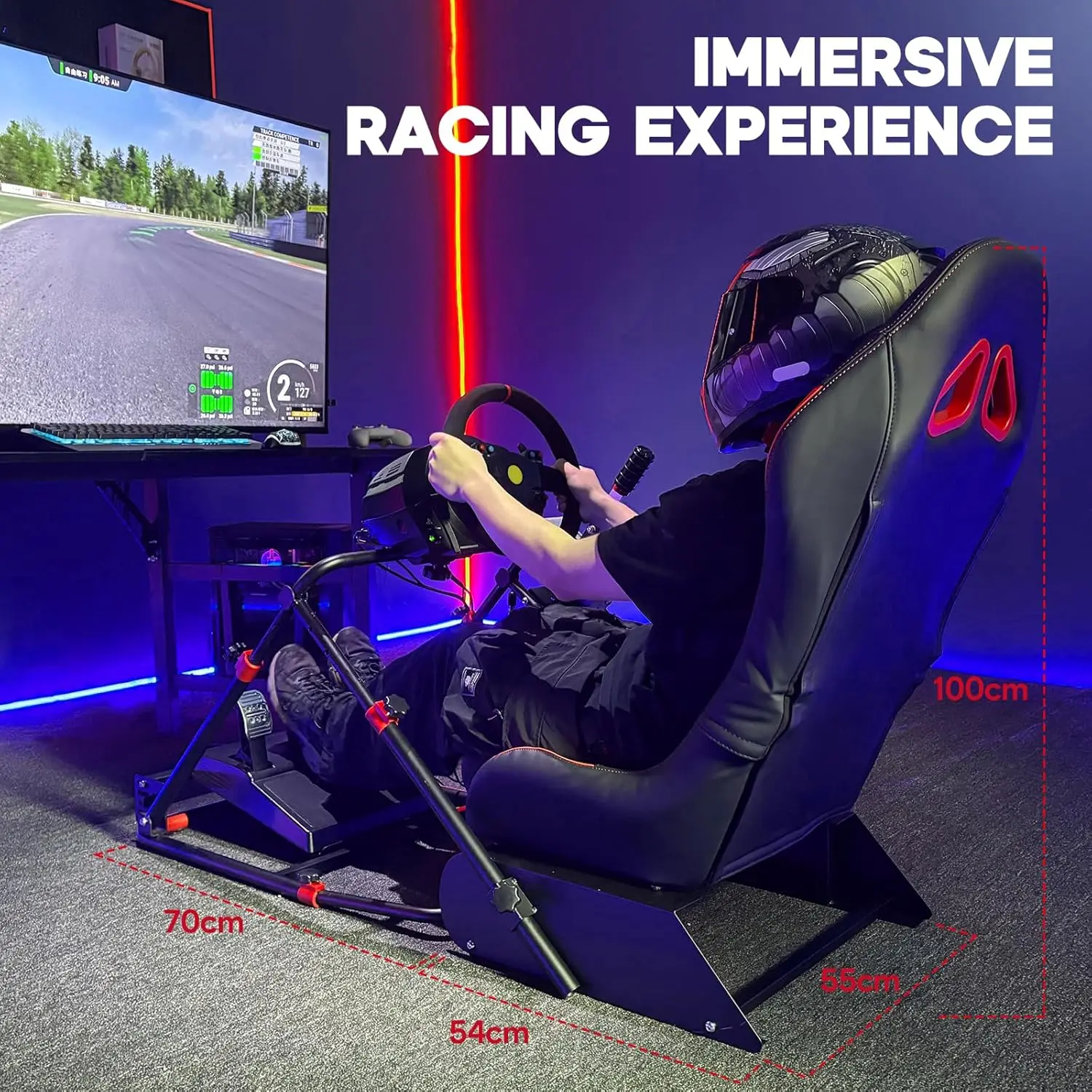 Гоночный симулятор, кабина со стулом, кожаный Sim Racing Cockpit, регулируемый автомобильный симулятор для Logitech G29 G920 G923 G25 G27
Гоночный симулятор, кабина со стулом, кожаный Sim Racing Cockpit, регулируемый автомобильный симулятор для Logitech G29 G920 G923 G25 G27