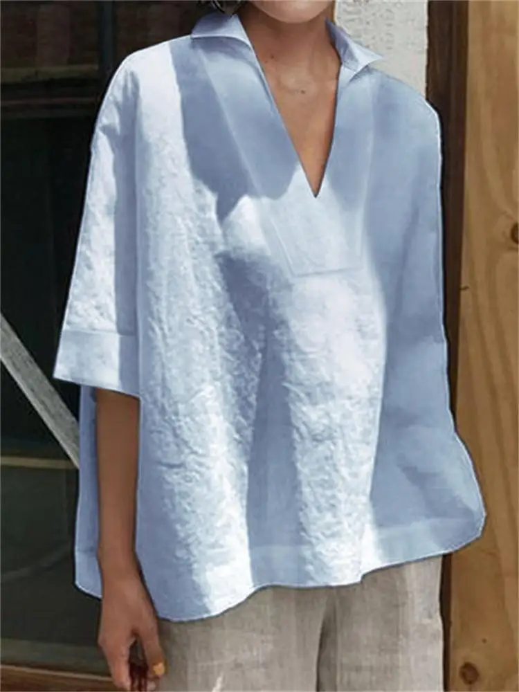 Summer Women's V-neck Solid Color Cotton Linen Loose Tops Casuales Tops Mujer Verano Blusas Para Mujer Elegantes
Summer Women's V-neck Solid Color Cotton Linen Loose Tops Casuales Tops Mujer Verano Blusas Para Mujer Elegantes