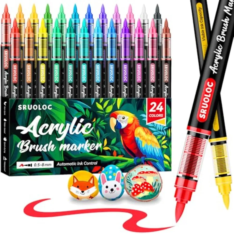 Acrylic Paint Markers, Brush Tip Automatic Ink Control Acrylic Paint Pens for Rock Painting, Canvas, Wood, Ceramic, Glass, Ston
Acrylic Paint Markers, Brush Tip Automatic Ink Control Acrylic Paint Pens for Rock Painting, Canvas, Wood, Ceramic, Glass, Ston