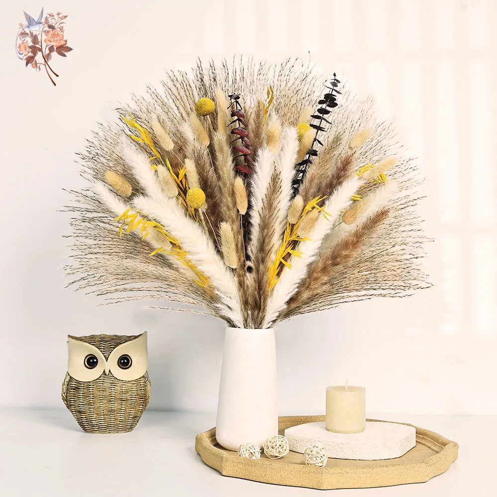 70 Pieces Natural Dried Flowers Pampas Grass Rabbit Tail Eucalyptus Leaf Bouquet Home Interior Decor Vase DIY Flower Arrangement
70 Pieces Natural Dried Flowers Pampas Grass Rabbit Tail Eucalyptus Leaf Bouquet Home Interior Decor Vase DIY Flower Arrangement