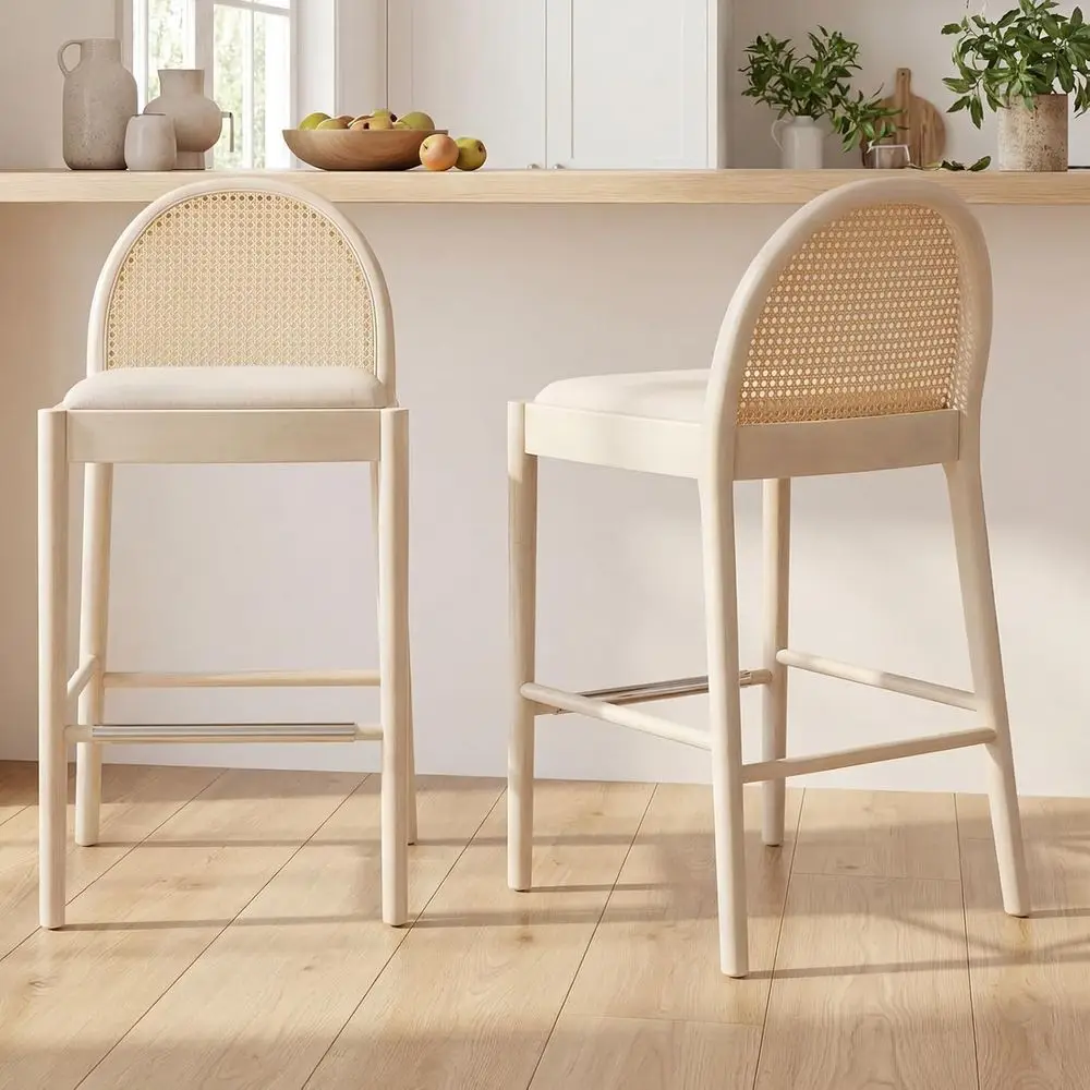 Set of 2 30 Woven Back Upholstered Linen Counter Height Bar Stools, White
Set of 2 30 Woven Back Upholstered Linen Counter Height Bar Stools, White