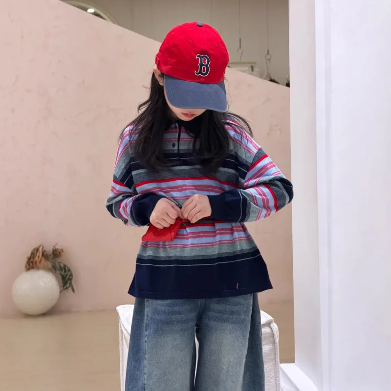 26 Spring Summer Polo Shirt Girls Boy Korean Style Stripe Patchwork Sweatshirt Children Long Sleeve 3-12 Years Pullover Outfit
26 Spring Summer Polo Shirt Girls Boy Korean Style Stripe Patchwork Sweatshirt Children Long Sleeve 3-12 Years Pullover Outfit