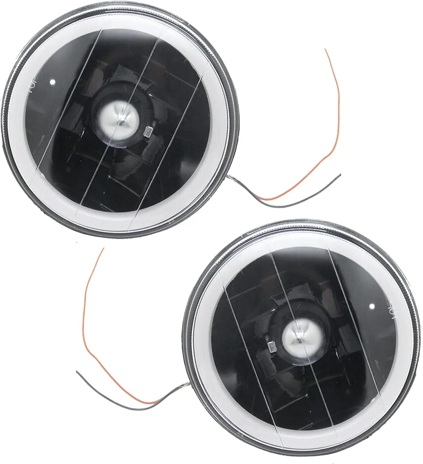 Front 5.75 3/4" Inch Conversion Lights Universal Headlamps with Yellow LED Halo Angel Eyes Replacement Kit Pair of Round Black C
Front 5.75 3/4" Inch Conversion Lights Universal Headlamps with Yellow LED Halo Angel Eyes Replacement Kit Pair of Round Black C