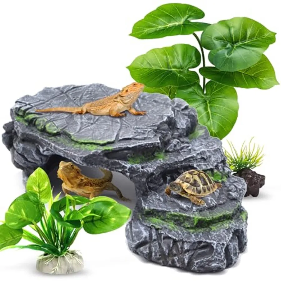 Turtle Basking Platform Kit, Reptile Habitat Hideout, Decorative Resin for Aquarium and Terrarium, Including Artificial Plant*2
Turtle Basking Platform Kit, Reptile Habitat Hideout, Decorative Resin for Aquarium and Terrarium, Including Artificial Plant*2