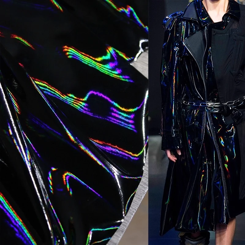 Переливающаяся черная зеркальная технология, футуристическая лазерная блестящая ткань из ТПУ из искусственной кожи | Материал дизайнерской одежды
Переливающаяся черная зеркальная технология, футуристическая лазерная блестящая ткань из ТПУ из искусственной кожи | Материал дизайнерской одежды