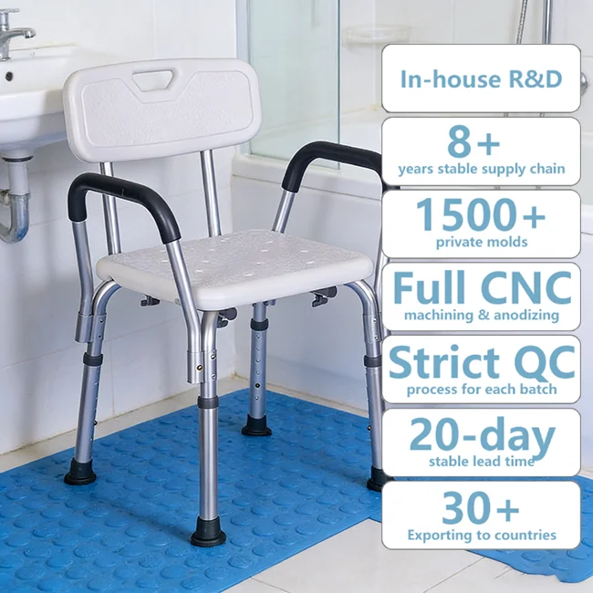 Simplywalk Aluminum Alloy 200KG Bath Shower Chair Heavy Duty Hospital Supplies MDR CE Certification Long-term Partner
Simplywalk Aluminum Alloy 200KG Bath Shower Chair Heavy Duty Hospital Supplies MDR CE Certification Long-term Partner