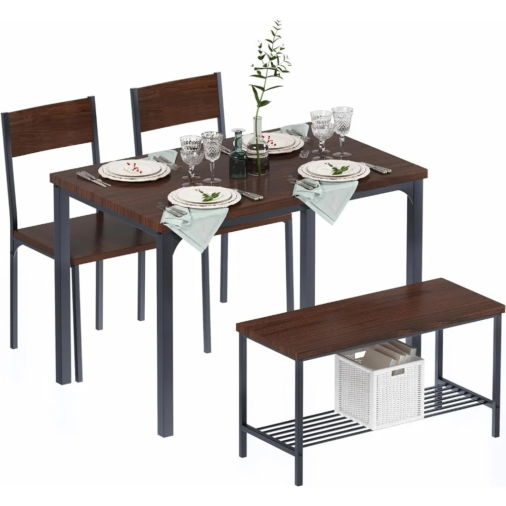4 Piece Kitchen Dining Table Set for 4, Kitchen Table Bench Chairs Setfor 4, Space-Saving Table Set for Restaurant
4 Piece Kitchen Dining Table Set for 4, Kitchen Table Bench Chairs Setfor 4, Space-Saving Table Set for Restaurant