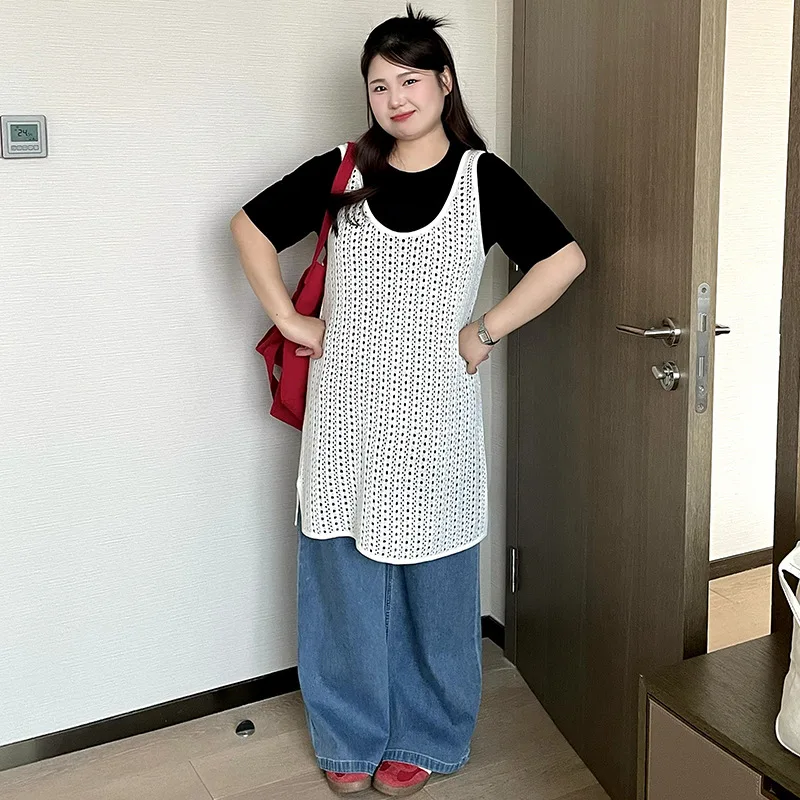 2026 Spring Summer Plus Size Women U Neck Hollow Out Knit Dress Loose Fit Sleeveless Vest Dress Casual Oversized Sundress For
2026 Spring Summer Plus Size Women U Neck Hollow Out Knit Dress Loose Fit Sleeveless Vest Dress Casual Oversized Sundress For