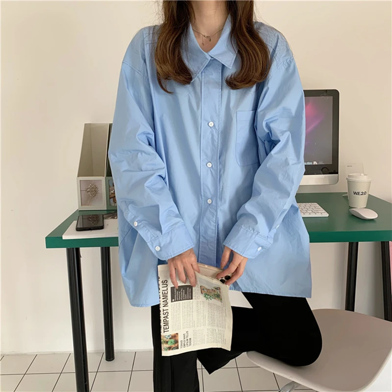 2023 Spring Minimalist Chic Oversize Women's White Basic Shirt Long Sleeve Button Up Loose Shirts Fashion Casual Female Clothi
2023 Spring Minimalist Chic Oversize Women's White Basic Shirt Long Sleeve Button Up Loose Shirts Fashion Casual Female Clothi