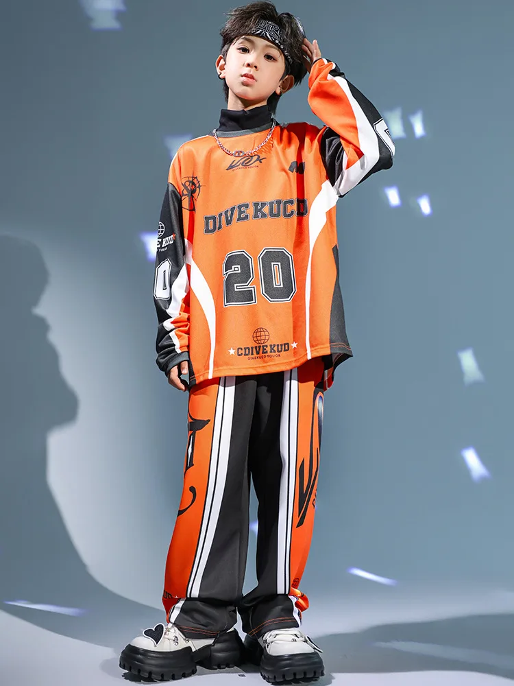 Kid Hip Hop Clothing Orange Black Print Racing Long Sleeve T Shirt Top Casual Wide Pants for Girl Boy Jazz Dance Costume Clothes
Kid Hip Hop Clothing Orange Black Print Racing Long Sleeve T Shirt Top Casual Wide Pants for Girl Boy Jazz Dance Costume Clothes