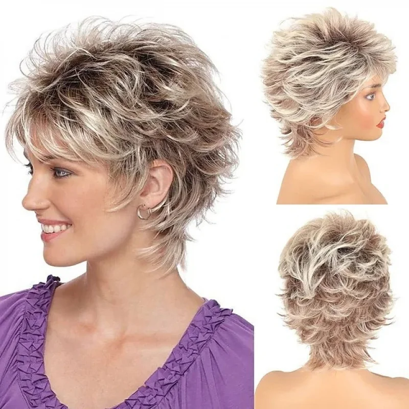 European and American style wigs, women's fluffy light blonde short hair , fashionable synthetic fiber wig
European and American style wigs, women's fluffy light blonde short hair , fashionable synthetic fiber wig