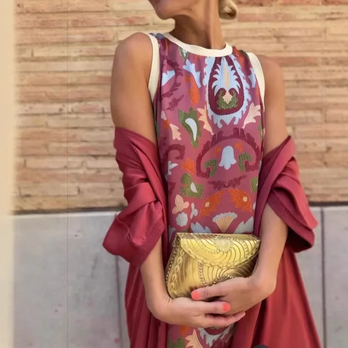 Ethnic Floral Print Dresses Two Piece Set Sleeveless Tank Dress Crew Neck Long Dress Solid Color Cardigan Coat 2 Piece Sets New
Ethnic Floral Print Dresses Two Piece Set Sleeveless Tank Dress Crew Neck Long Dress Solid Color Cardigan Coat 2 Piece Sets New