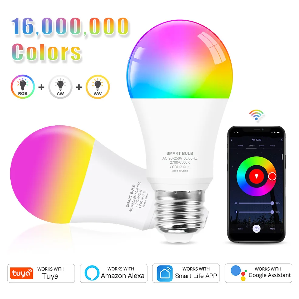 Tuya 15W 18W WiFi Smart Light Bulb E27 RGB LED Lamp Intelligent Dimmable Warm White Night Lamp Google Home Alexa Voice Control
Tuya 15W 18W WiFi Smart Light Bulb E27 RGB LED Lamp Intelligent Dimmable Warm White Night Lamp Google Home Alexa Voice Control