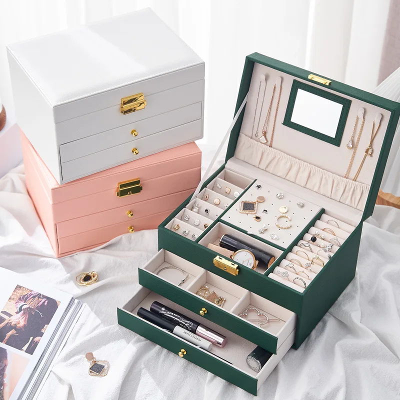 Three-Layer Jewelry Storage Box Drawer Children's Jewelry Box Multi-Function Earrings Earrings Storage Jewelry Box
Three-Layer Jewelry Storage Box Drawer Children's Jewelry Box Multi-Function Earrings Earrings Storage Jewelry Box