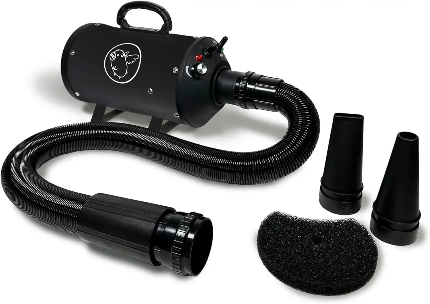 Flying Pig High Velocity Dog Pet Grooming Dryer w/Heater (Flying One, Black w/White Logo)
Flying Pig High Velocity Dog Pet Grooming Dryer w/Heater (Flying One, Black w/White Logo)