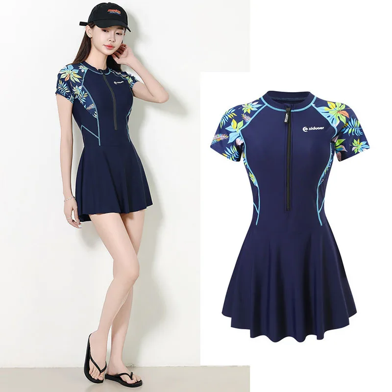 Women One Piece Rash Guard Swim Dress with Boyshorts Modest Swimsuits Skirt Zipper Front Bathing Suit Swimskirt
Women One Piece Rash Guard Swim Dress with Boyshorts Modest Swimsuits Skirt Zipper Front Bathing Suit Swimskirt