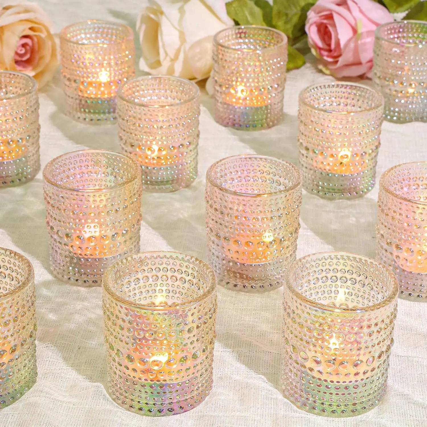 24 Pcs Iridescent Glass Votive Candle Holders for Wedding Centerpiece, Tea Light Holders Bulk for Party & Home Decor
24 Pcs Iridescent Glass Votive Candle Holders for Wedding Centerpiece, Tea Light Holders Bulk for Party & Home Decor