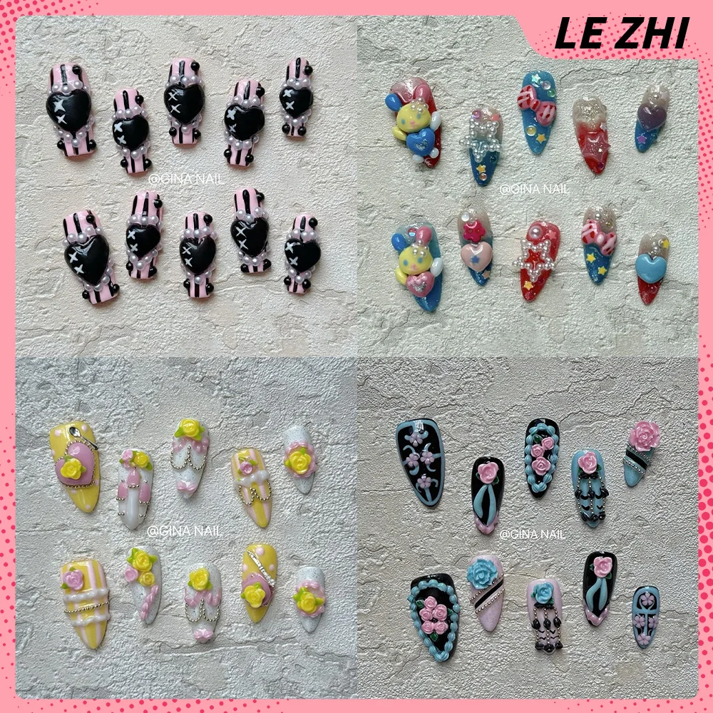 Cute Rabbit Bowknot Star Rose Glitter Almond Fake Nail Black Pink Sweet Cool Pearl Love Flower Metal Ball Nail Art Birthday Gift
Cute Rabbit Bowknot Star Rose Glitter Almond Fake Nail Black Pink Sweet Cool Pearl Love Flower Metal Ball Nail Art Birthday Gift