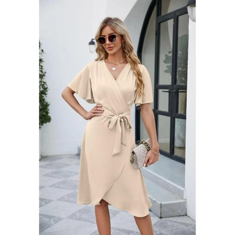 39BC Womens Summer Short Sleeve Dress Belt A-Line Split Hem Swing Midi Dress
39BC Womens Summer Short Sleeve Dress Belt A-Line Split Hem Swing Midi Dress