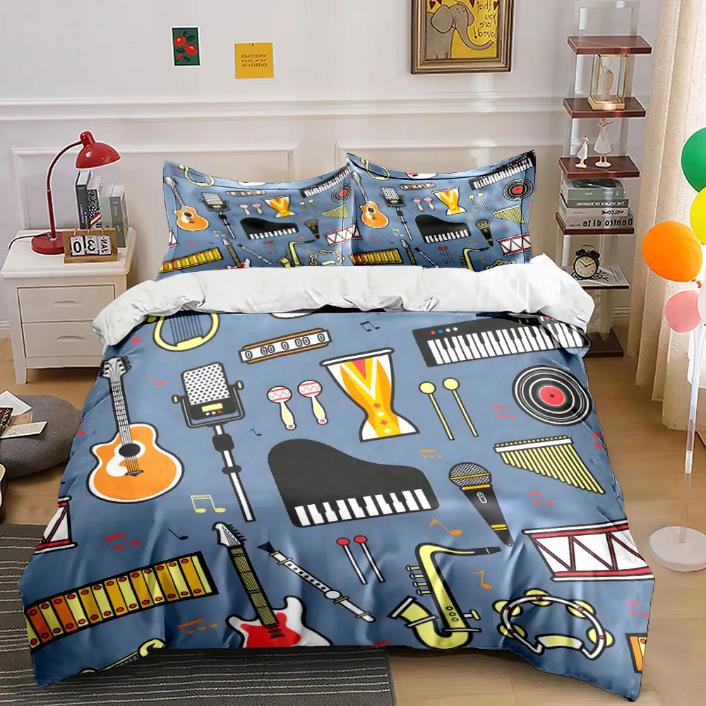 Musical Instrument Cartoon Pattern Print Bedding Set 1 Duvet Cover 2 Pillowcases for Adult and Children Luxury Gift Full Size
Musical Instrument Cartoon Pattern Print Bedding Set 1 Duvet Cover 2 Pillowcases for Adult and Children Luxury Gift Full Size