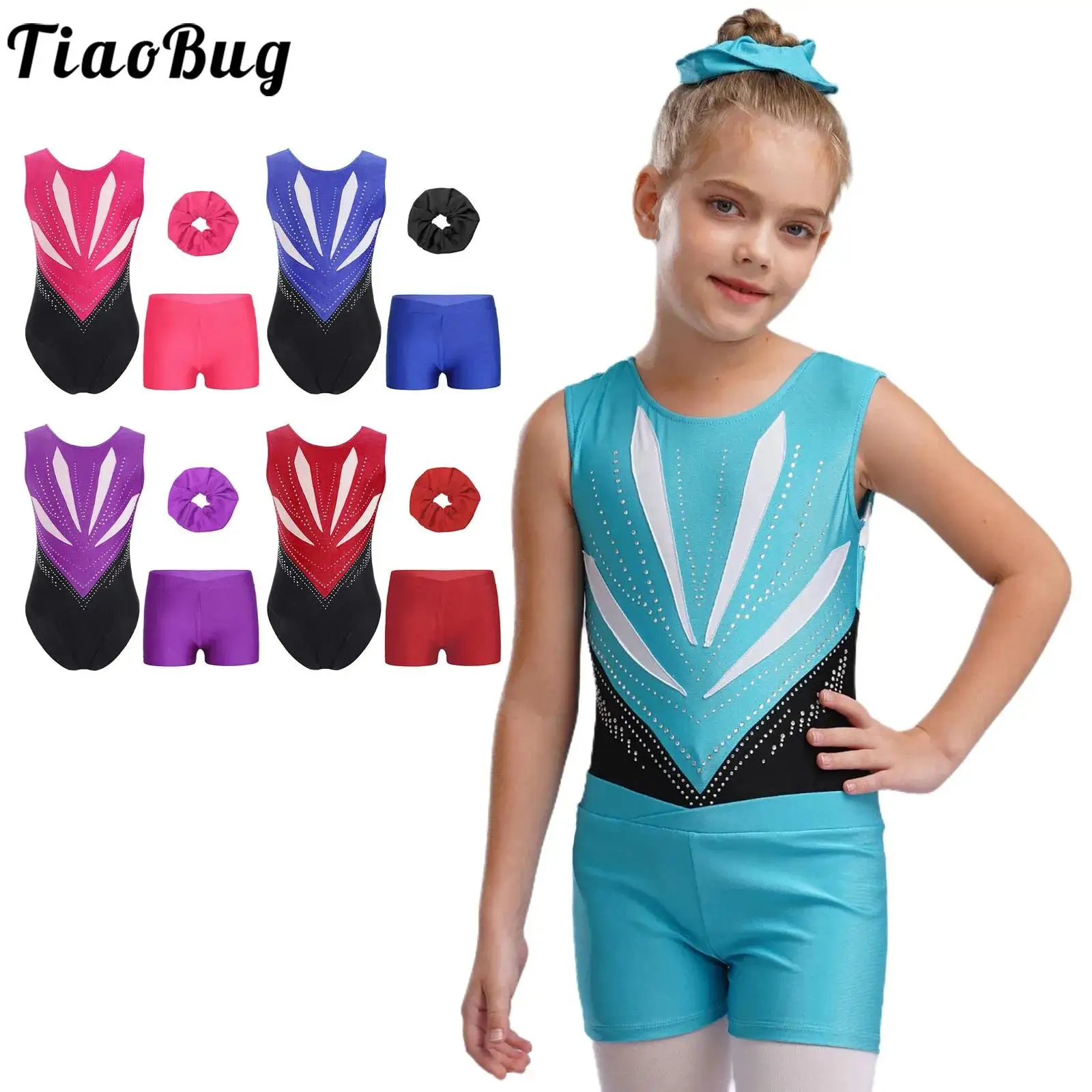 Kids Girls Rhinestone Ballet Leotards Gymnastics Bodysuit with Shorts Set Shiny Tank Unitard Outfits Sport Workout Dance Wear
Kids Girls Rhinestone Ballet Leotards Gymnastics Bodysuit with Shorts Set Shiny Tank Unitard Outfits Sport Workout Dance Wear