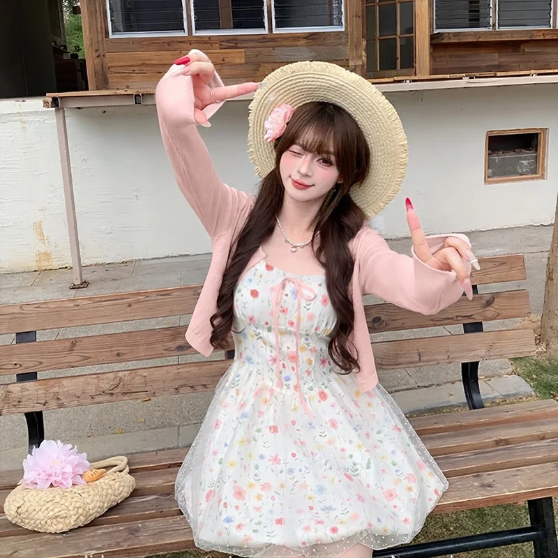 Summer New Sweet Style Women's Dress Floral Strap Bouffant Skirt Cardigan Set Casual A-Line Skirt Short Sleeve Standard Fit
Summer New Sweet Style Women's Dress Floral Strap Bouffant Skirt Cardigan Set Casual A-Line Skirt Short Sleeve Standard Fit