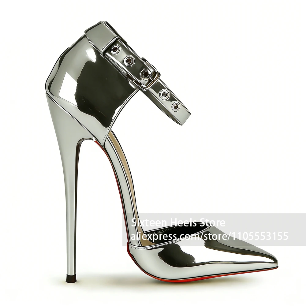 16cm Metallic Circle Pumps Sexy Style Pointed Toe Stiletto High Heels Ankle Buckle Lacquered Heel Shoes for Women Handmade Heels
16cm Metallic Circle Pumps Sexy Style Pointed Toe Stiletto High Heels Ankle Buckle Lacquered Heel Shoes for Women Handmade Heels