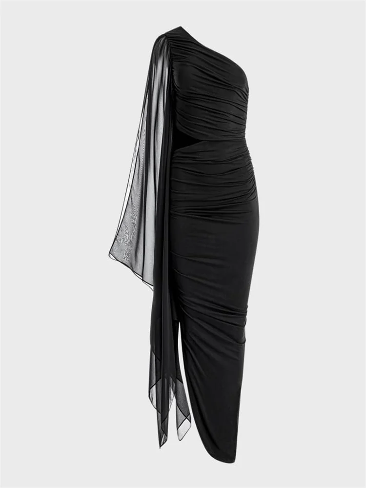 Hot Selling One Shoulder Neckline Long Sleeve Straight Satin Evening Dress Elegant Open Back Zipper Floor Length Gown For Women
Hot Selling One Shoulder Neckline Long Sleeve Straight Satin Evening Dress Elegant Open Back Zipper Floor Length Gown For Women
