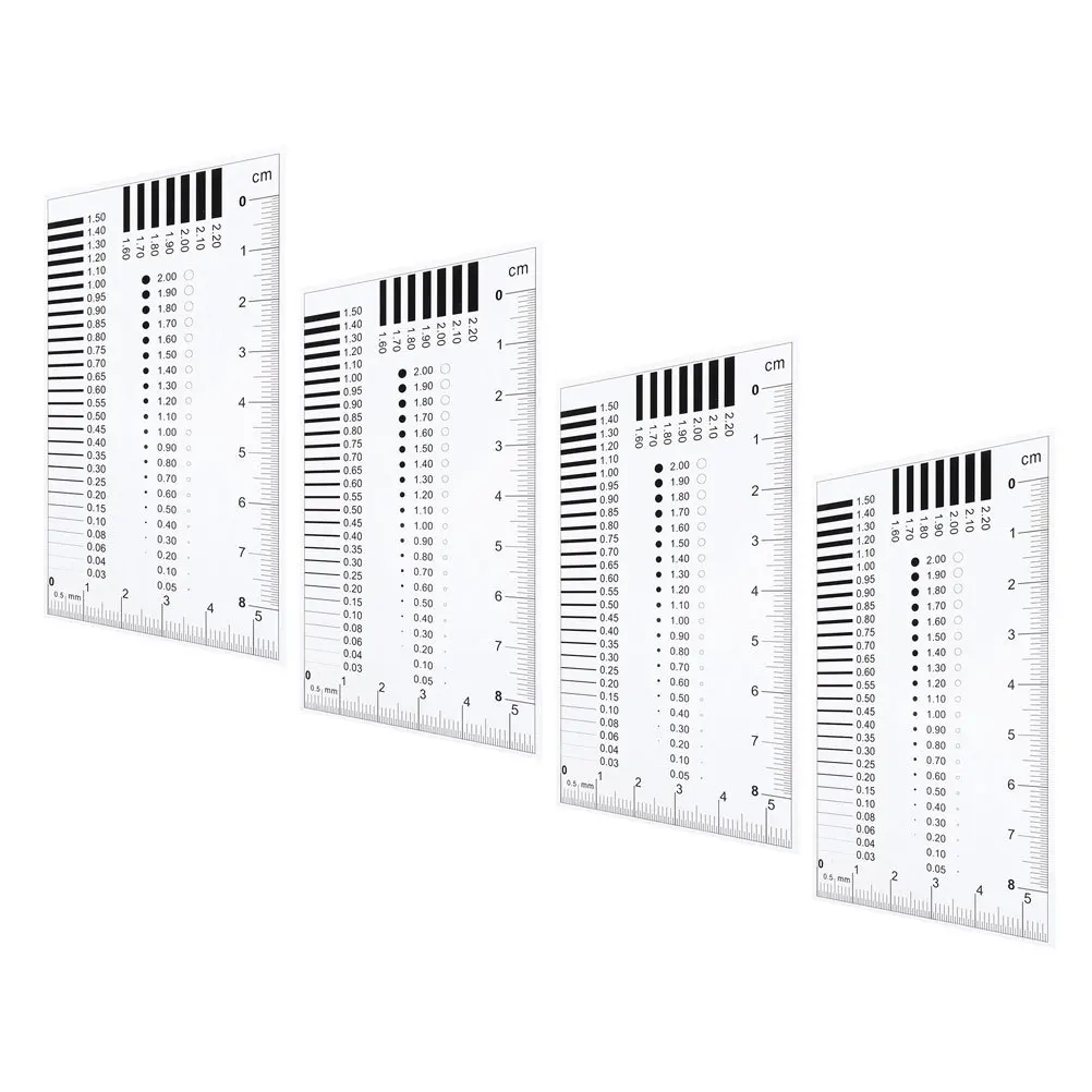 4Pcs Crack Width Inspection Rulers Transparent Plastic Measuring Tools for Surface Flaw Detection Scratch Gauge
4Pcs Crack Width Inspection Rulers Transparent Plastic Measuring Tools for Surface Flaw Detection Scratch Gauge