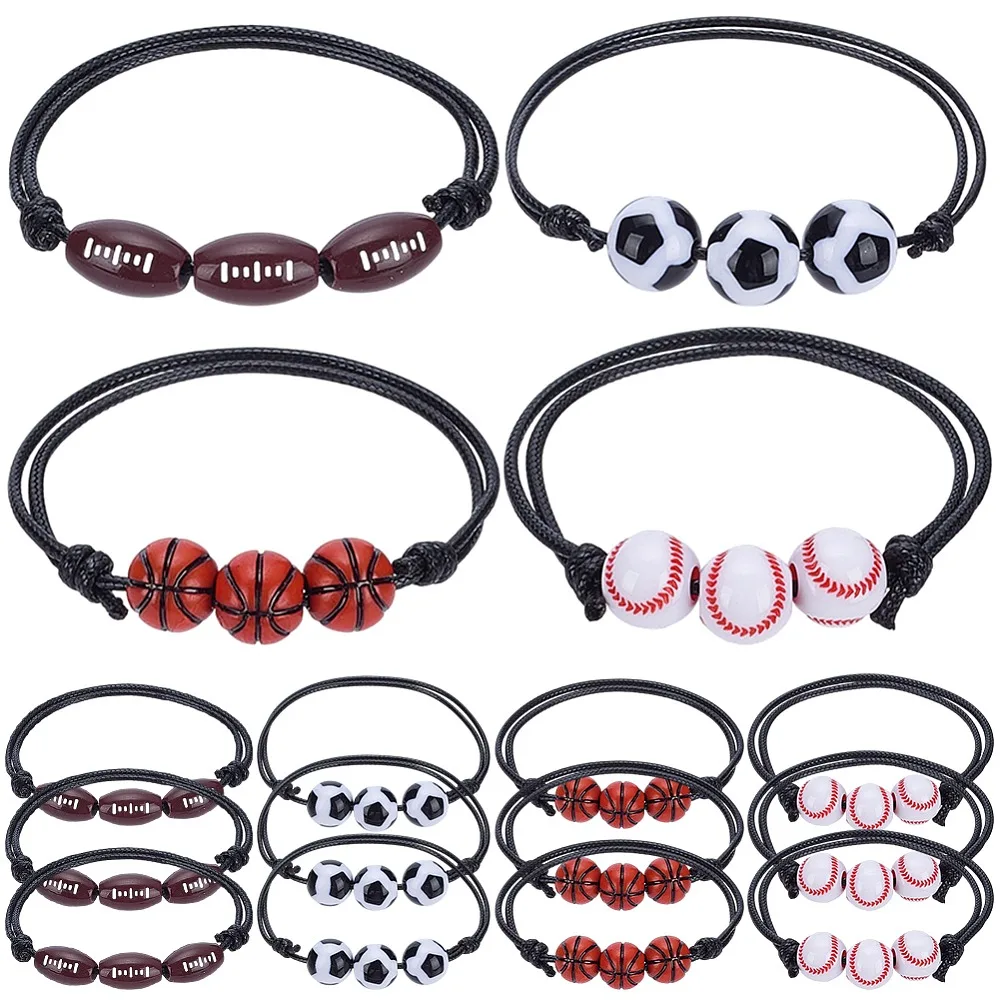 20Pcs 4 Styles Sport Theme Acrylic Beaded Bracelets for Men Women with Cord Mixed Shapes Mixed Color
20Pcs 4 Styles Sport Theme Acrylic Beaded Bracelets for Men Women with Cord Mixed Shapes Mixed Color
