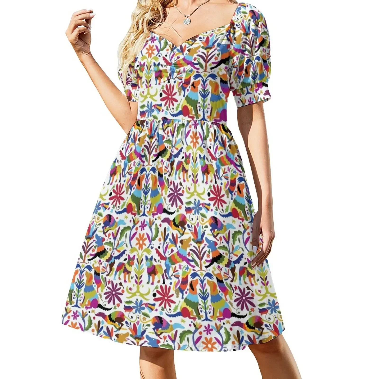 Multicolor Dog Otomi Print Short-Sleeved Dress wedding dresses for woman Women's dress
Multicolor Dog Otomi Print Short-Sleeved Dress wedding dresses for woman Women's dress