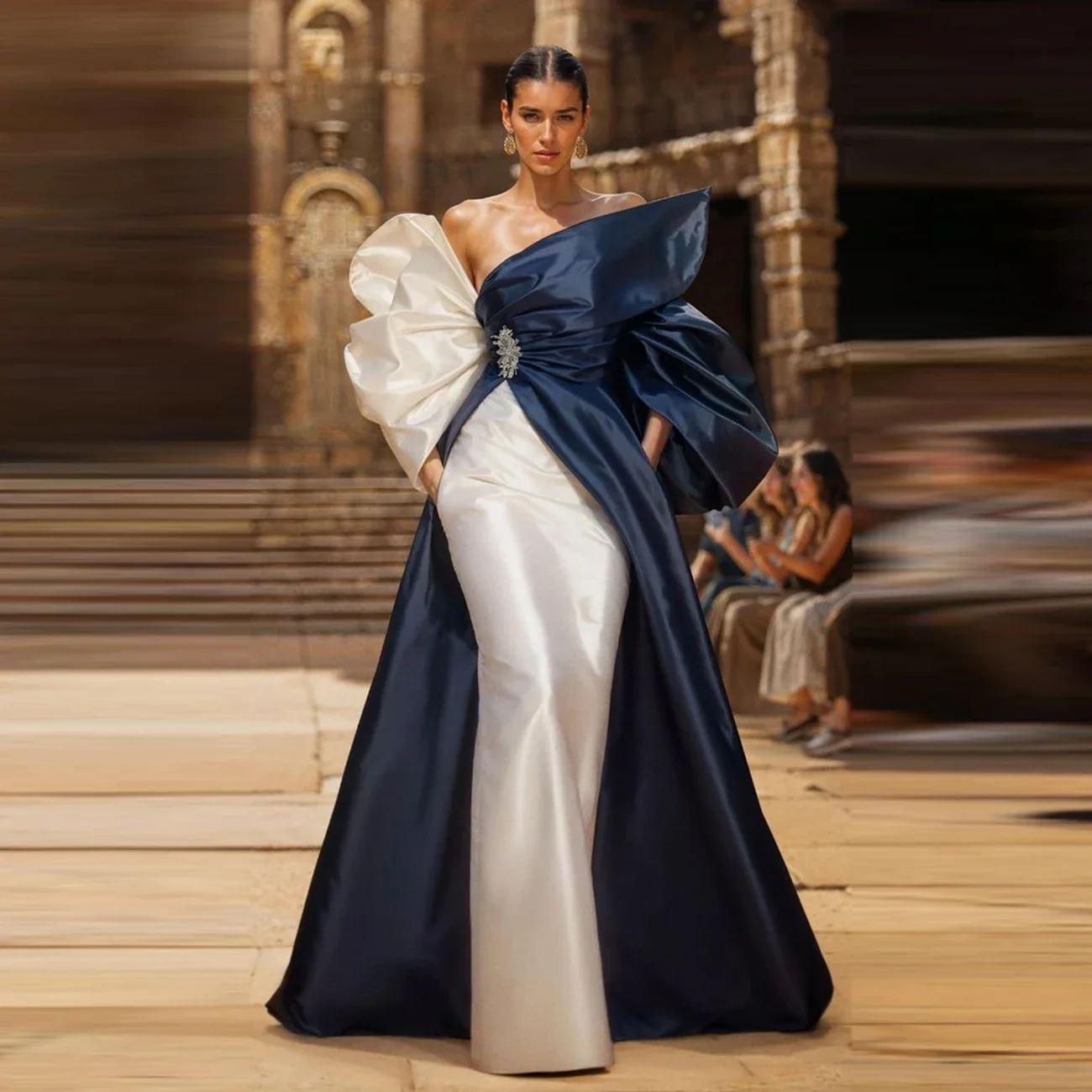 Dark Navy And White Off The Shoulder Ruched Satin Mermaid Prom Dresses Elagent Women Formal Occasion Party Dress Evening Dresses
Dark Navy And White Off The Shoulder Ruched Satin Mermaid Prom Dresses Elagent Women Formal Occasion Party Dress Evening Dresses