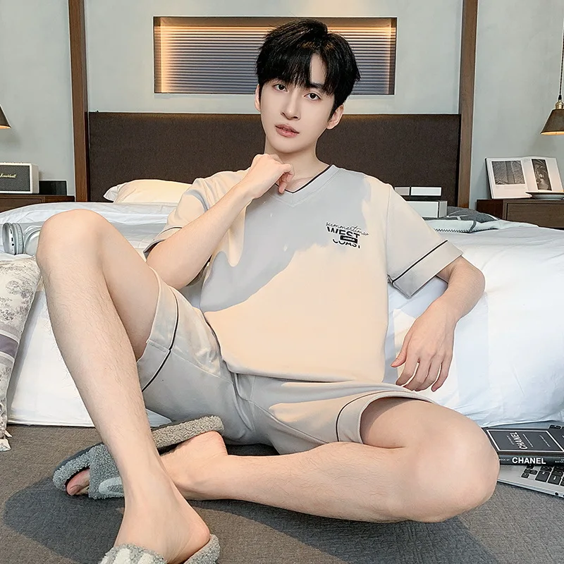 Summer New Men's Pajamas Thin Short-Sleeved Short Pants Home Wear Casual Big Yards Student Homewear Suit Hombre Pijamas 3XL
Summer New Men's Pajamas Thin Short-Sleeved Short Pants Home Wear Casual Big Yards Student Homewear Suit Hombre Pijamas 3XL
