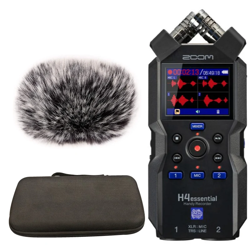 ZOOM H4essential 32 Bit Handy Recorder Bundle with Furry Microphone Windscreen and Accessory Pack, 4 Tracks, 2 XLR/TRS Inputs
ZOOM H4essential 32 Bit Handy Recorder Bundle with Furry Microphone Windscreen and Accessory Pack, 4 Tracks, 2 XLR/TRS Inputs