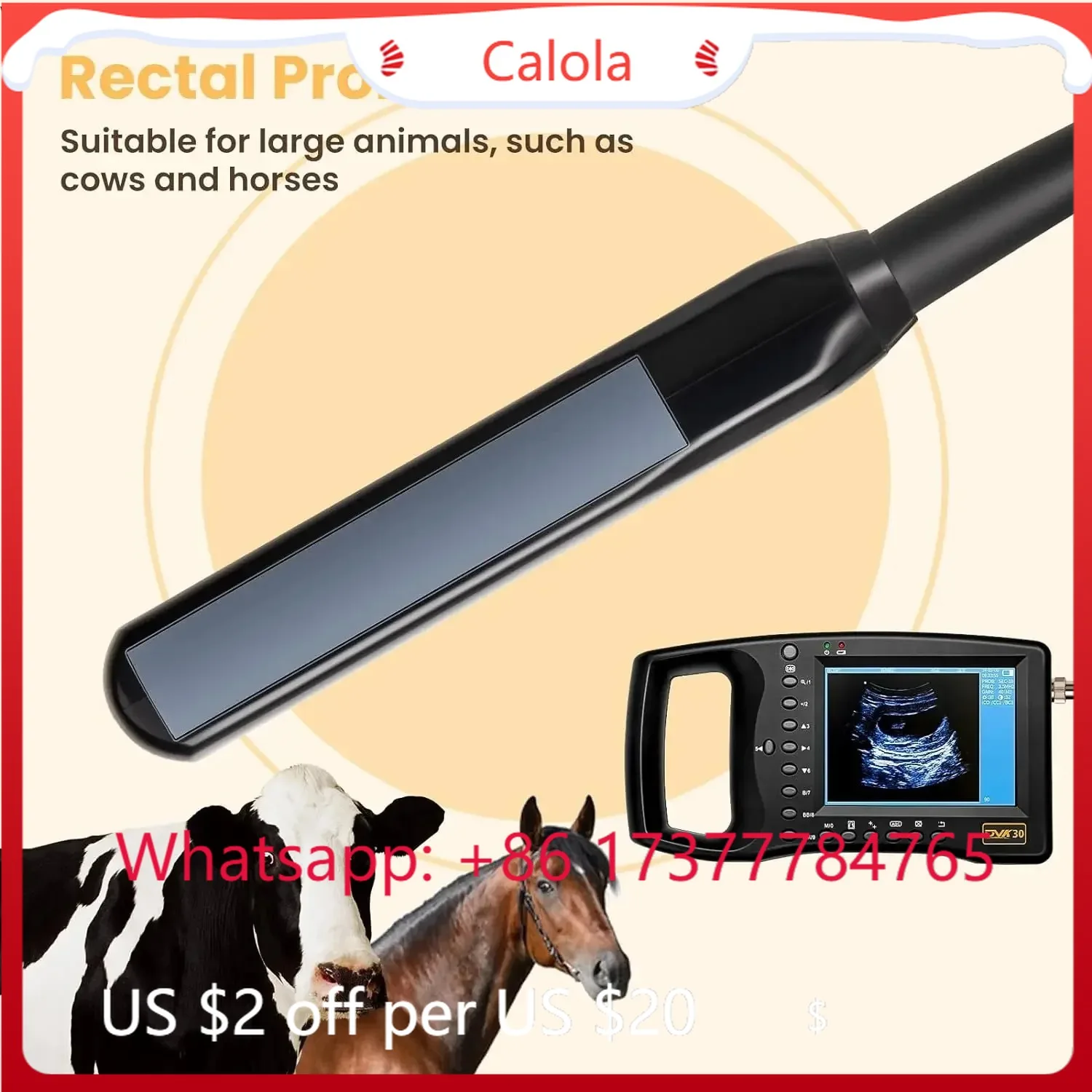 3.5Mhz Probe Portable Scanner Farm Animal Cow Pig Sheep Horse
3.5Mhz Probe Portable Scanner Farm Animal Cow Pig Sheep Horse