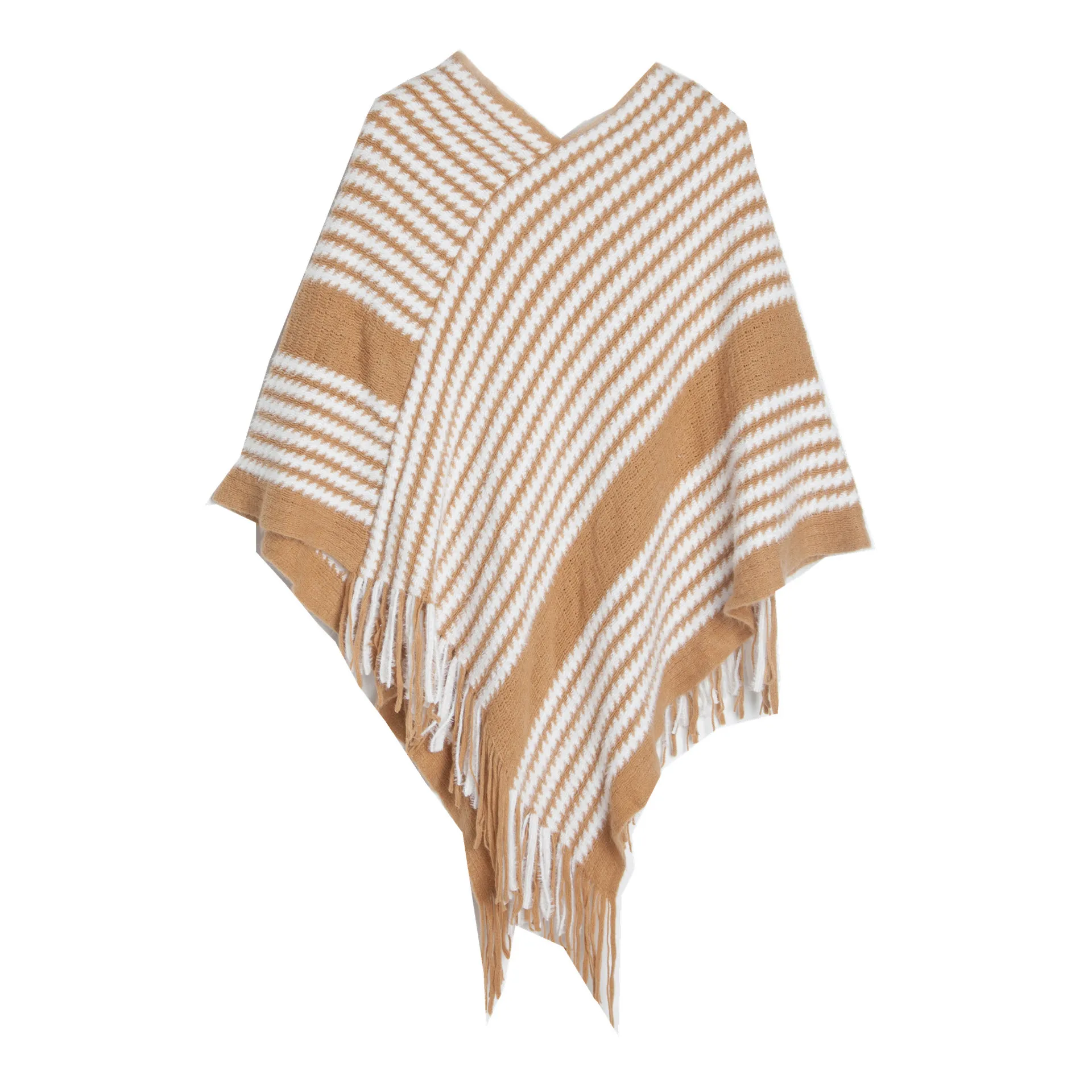 Europe America Pullover Shawl Autumn Winter Knitwear Stripe Fashion Street Poncho Lady Capes Khaki Cloaks
Europe America Pullover Shawl Autumn Winter Knitwear Stripe Fashion Street Poncho Lady Capes Khaki Cloaks